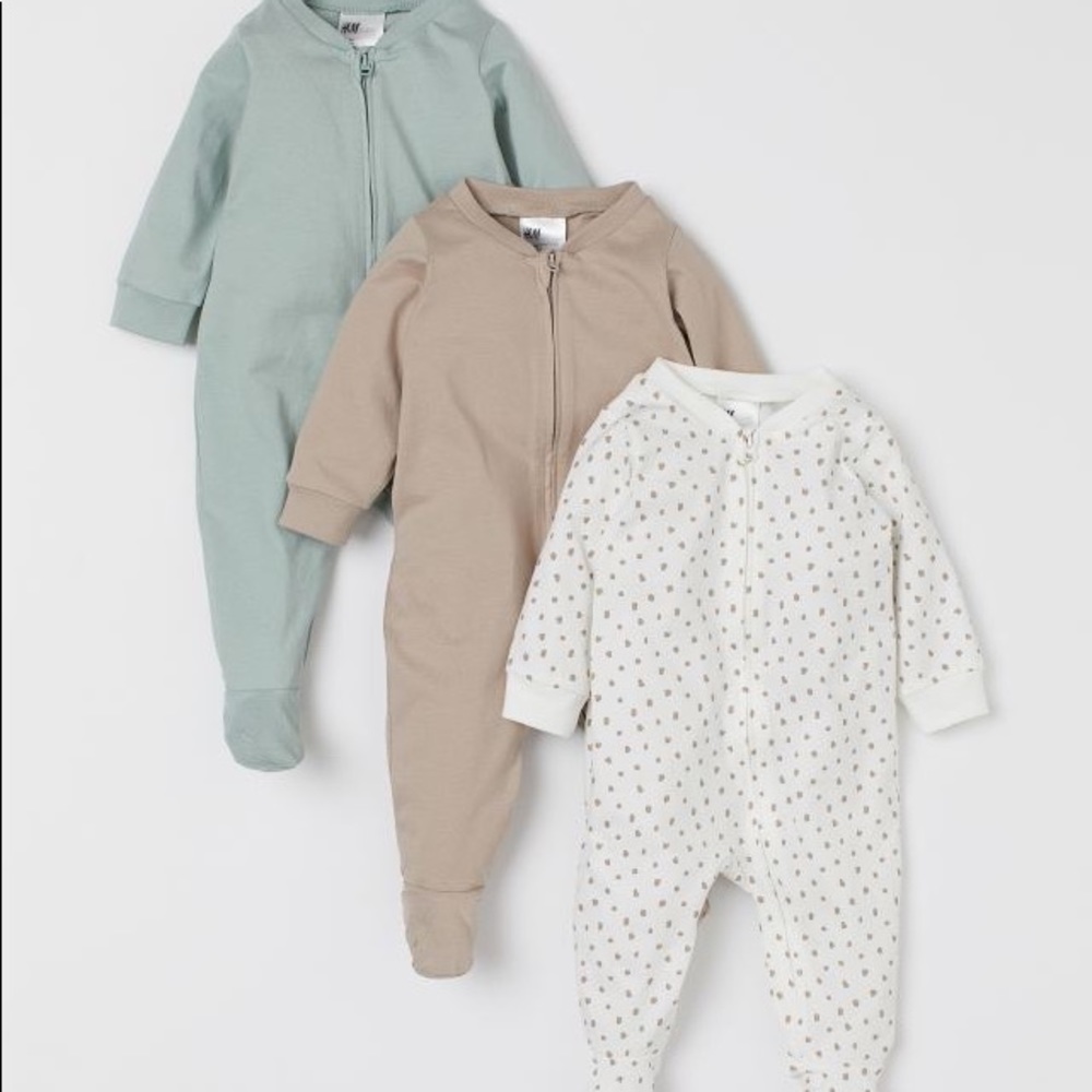 H&M 3-pack jumpsuits with zip 6-9m NWT